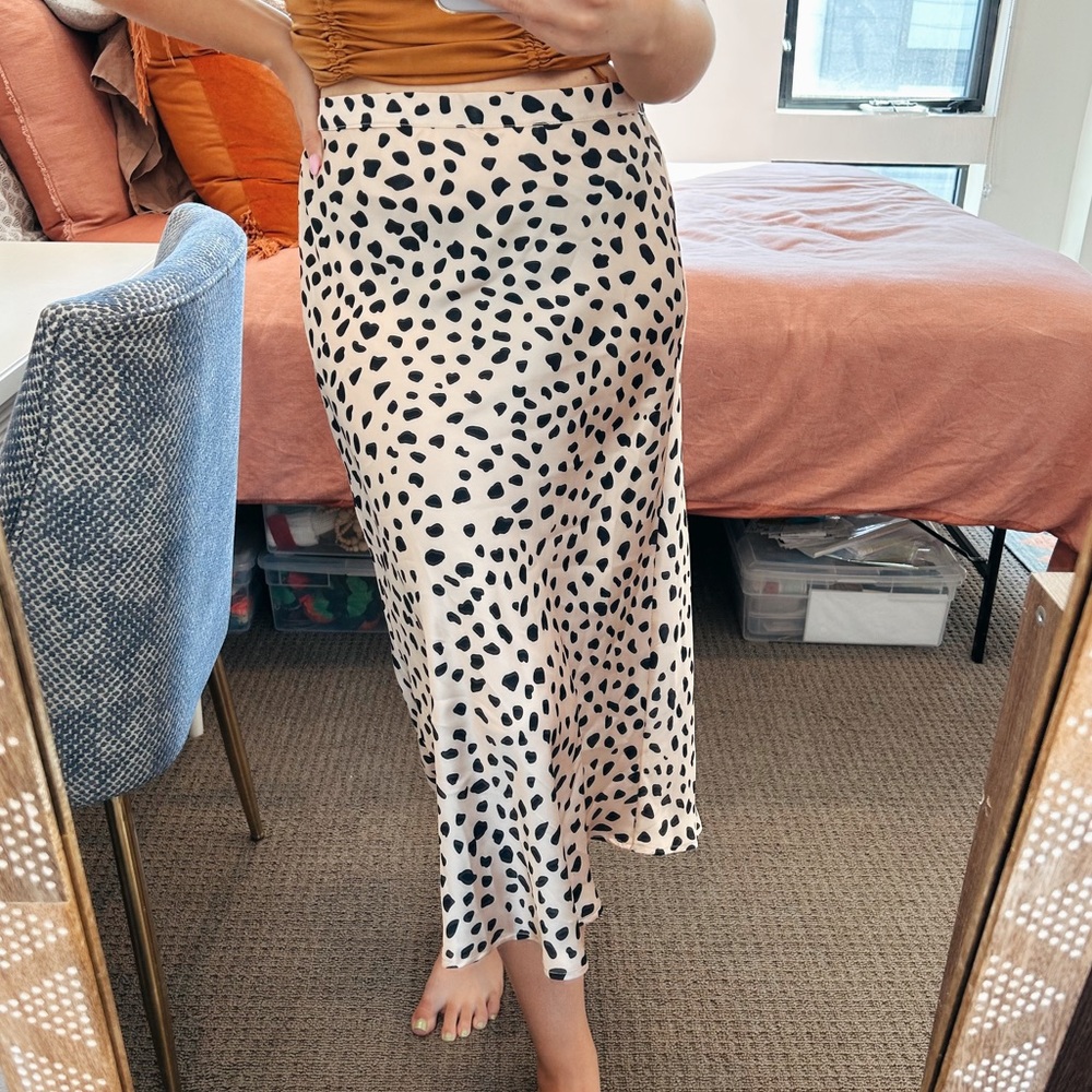 ByTogether Satin Leopard Midi Skirt